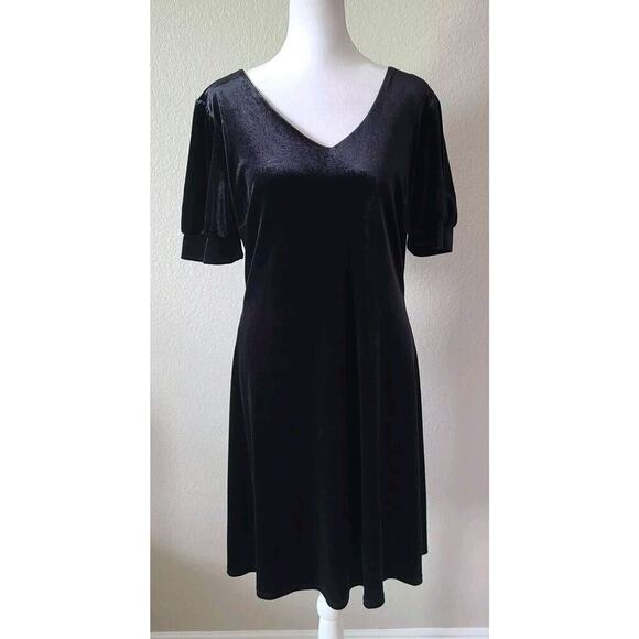 Velvet Fleur Mini Dress Size 8 Puff Sleeve Short Goth Party Punk Grunge - Picture 1 of 8